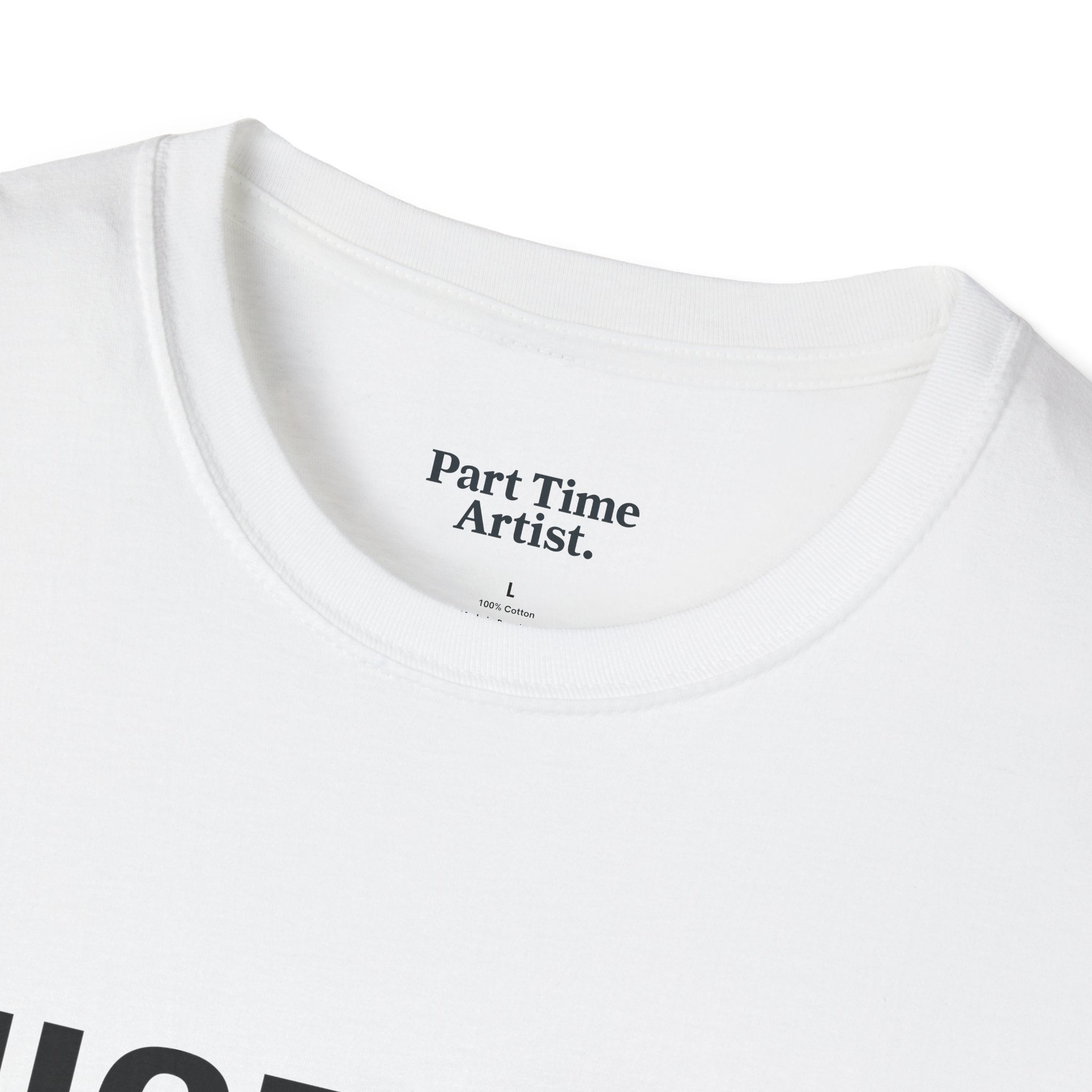 White T-Shirt — NICE JOB TEAM (black print)